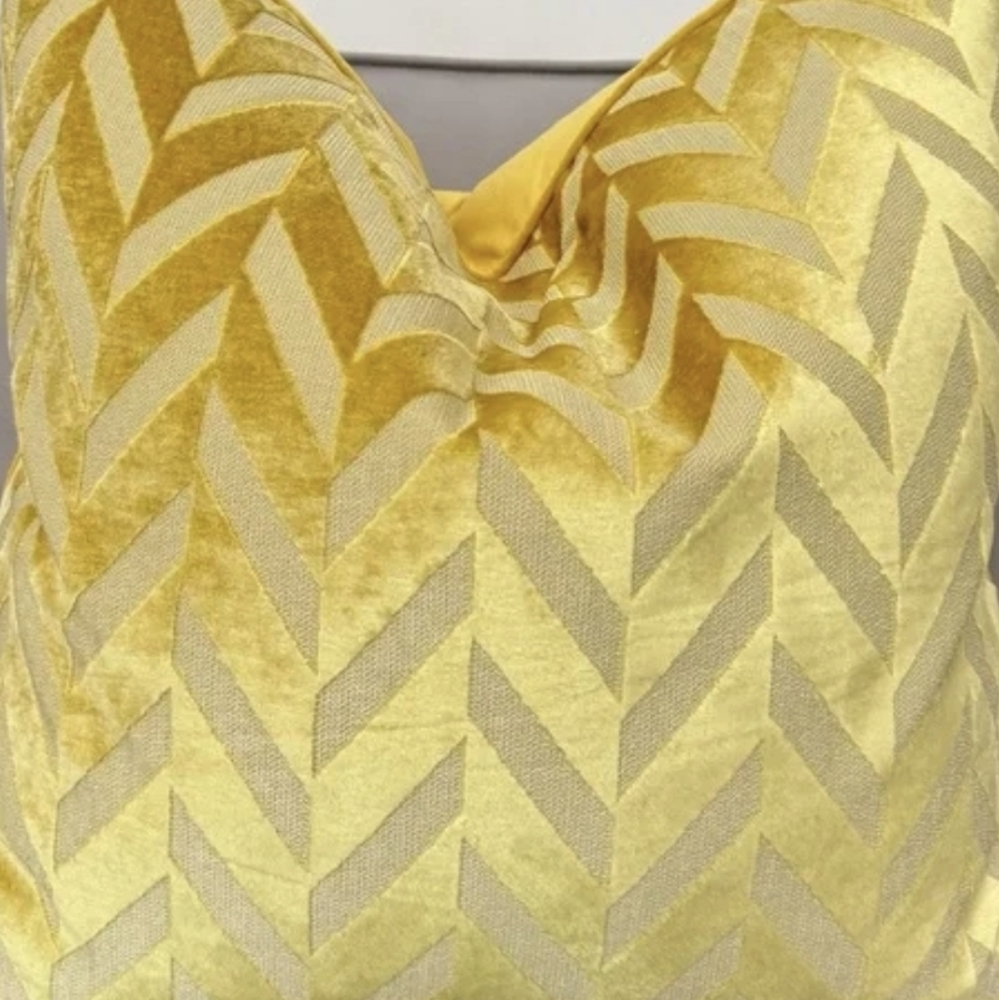 Celebrity Home Chartreuse/yellow Chevron Velvet/ Velour Pillow Case 23x23